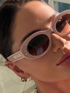 Dior Pink Oval Sunglasses with Brown Lenses
